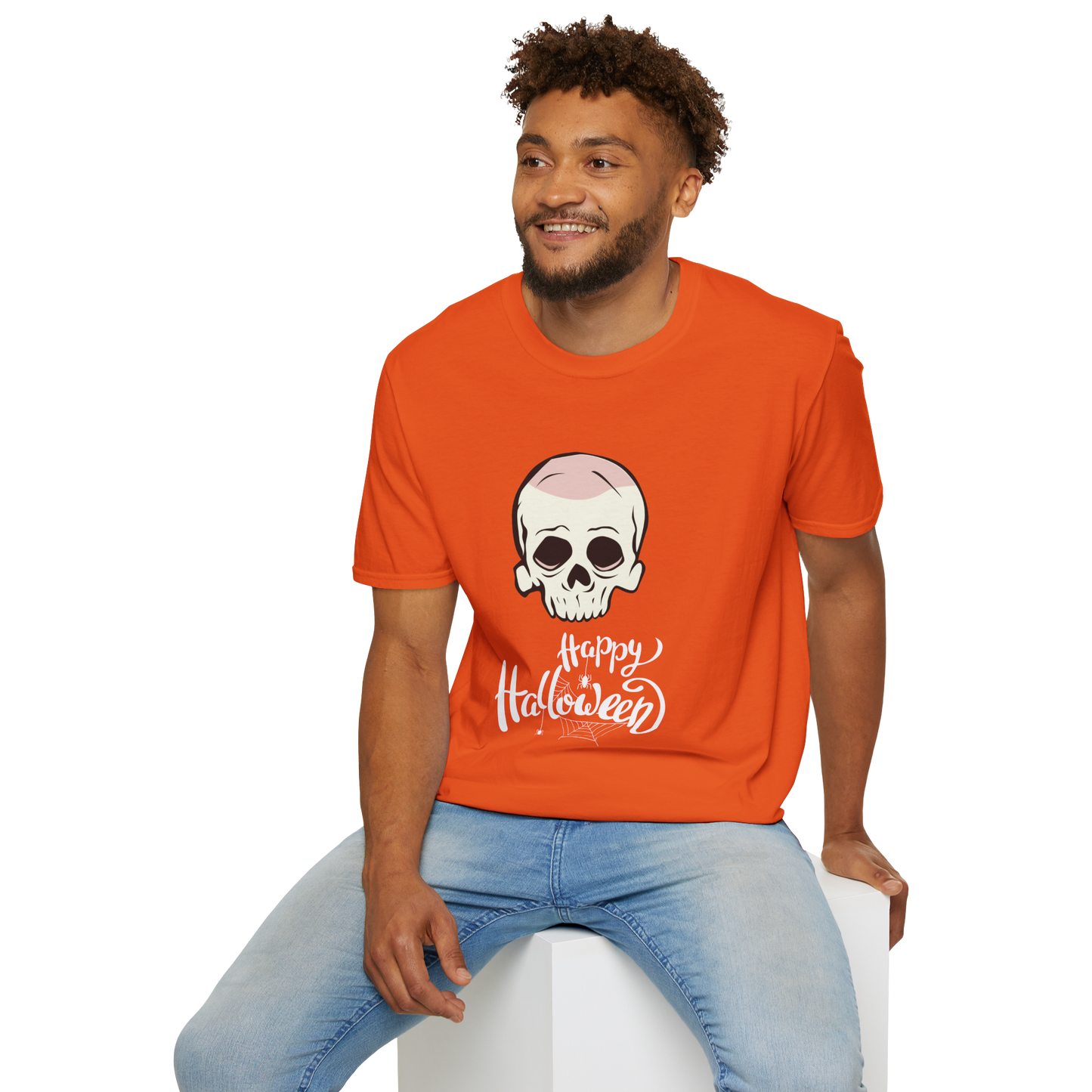 Halloween Skull Graphic Tee, Unisex Softstyle T-Shirt, Spooky Festive Wear