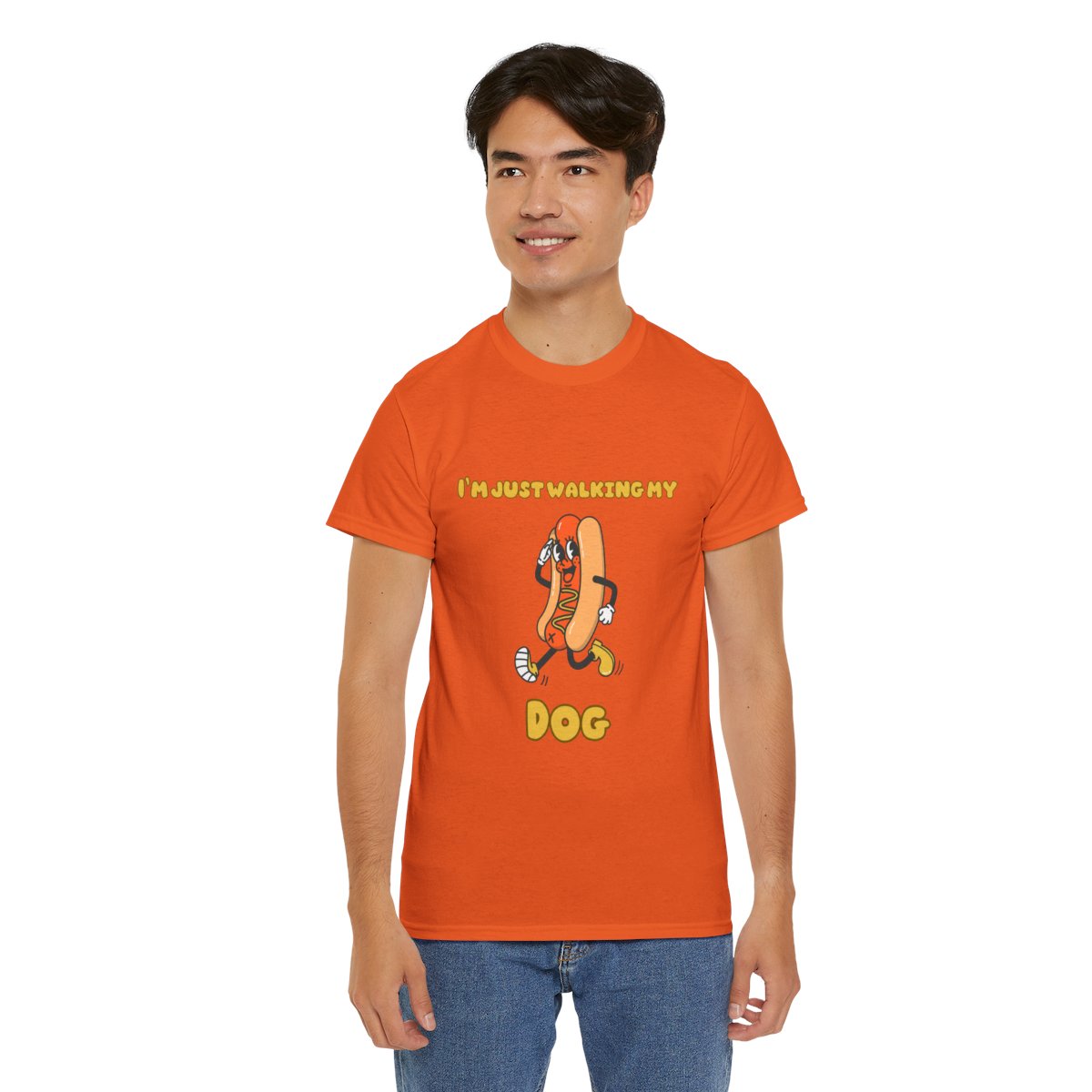 Funny Dog Walking Unisex Heavy Cotton Tee, Pet Lover Gift