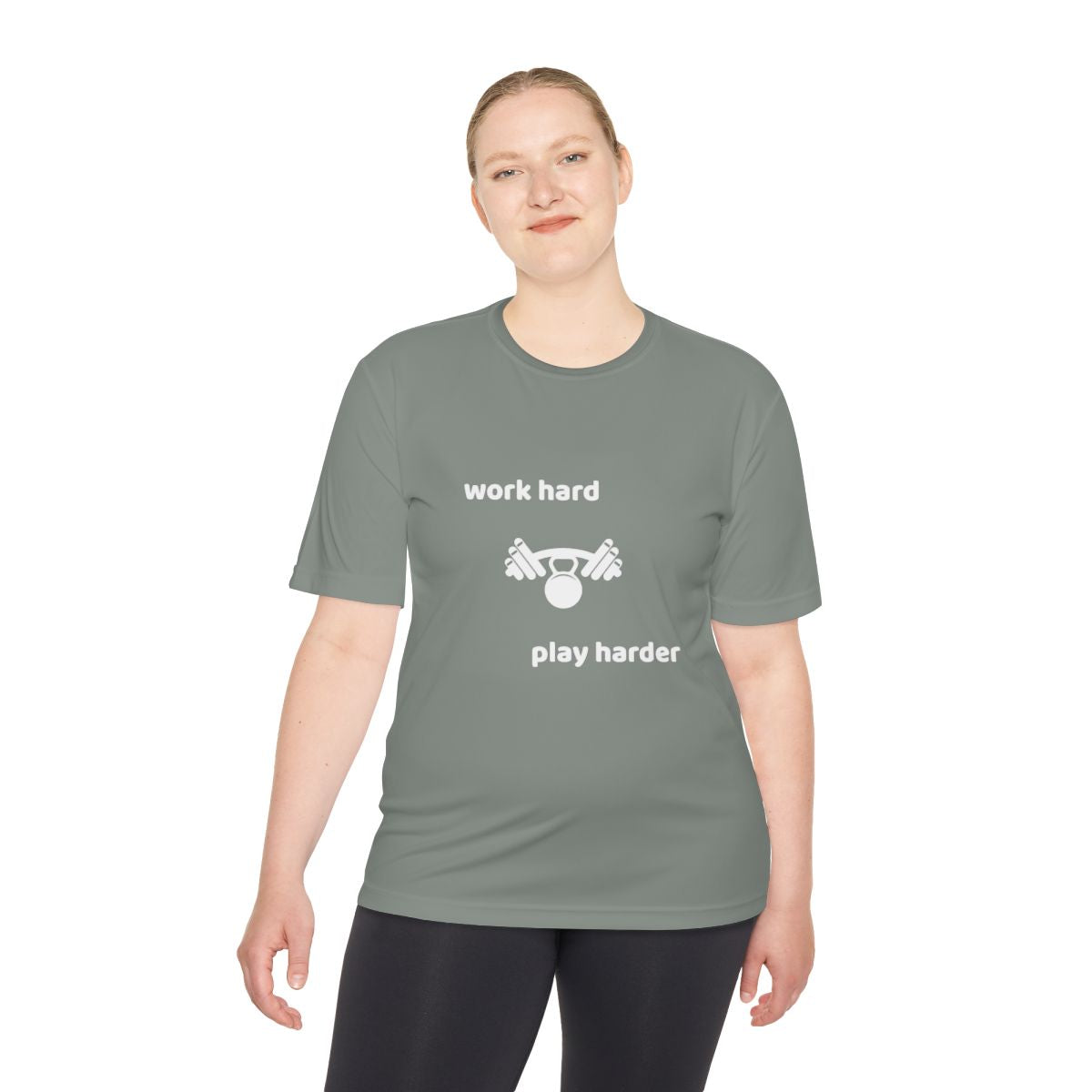 Work Hard, Play Hard Unisex Moisture Wicking Tee - Fitness Apparel, Workout Shirt, Athletic Tee
